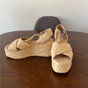 Steve Madden Beige Woven Platform Sandals
